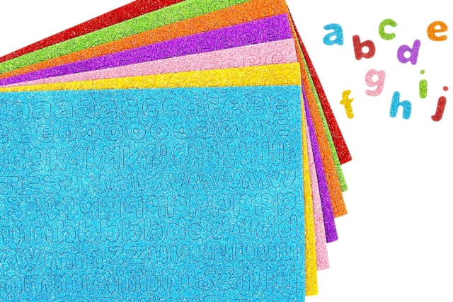Glitter Foam Letter Stickers - 7 Colors - 3 - Alphabet Stickers, Messages - 10doigts.com - Gommettes Alphabet, messages - 10doigts.fr