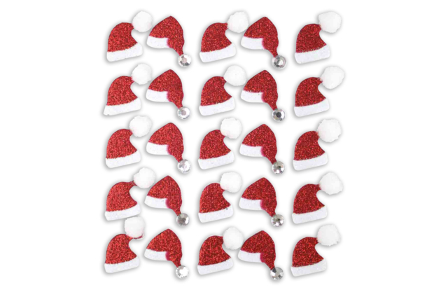 Glittery Santa Hat Stickers - 25 pcs - 1 - Christmas Theme - 10doigts.com - Thème Noël - 10doigts.fr