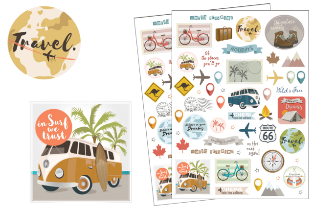 Travel and Vacation Stickers - 104 pcs - 1 - Fancy Stickers - 10doigts.com - Stickers fantaisies : personnalisez toutes vos créations - 10doigts.fr