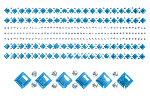 Blue and Silver Adhesive Gems - 7 Strips - 1 - Sticker rhinestones - 10doigts.com - Strass autocollants - 10doigts.fr