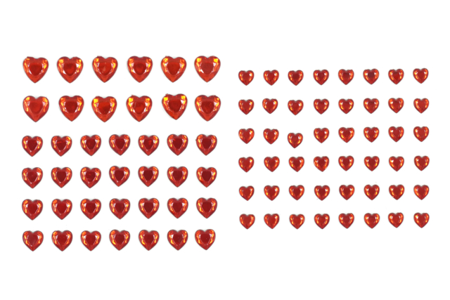 Red Heart Stickers, 84 pcs - 1 - Sticker rhinestones - 10doigts.com - Strass autocollants - 10doigts.fr