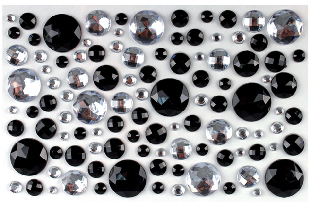 Self-adhesive Round Rhinestones, Black - 106 pcs - 1 - Rhinestones - 10doigts.com - Strass : apportez de l'éclat à toutes vos créations - 10doigts.fr