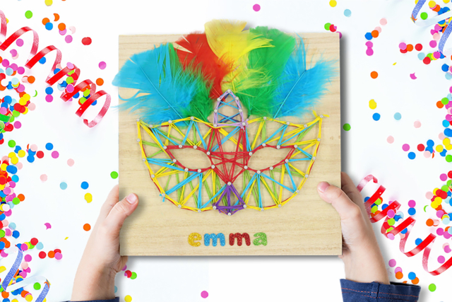 String Art: Carnival mask - Plumes décoratives - 10doigts.fr