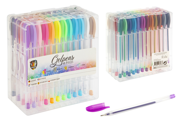 Gel Ink Ballpoint Pens - Assorted 48 Colors - 1 - Calligraphy, Writing - 10doigts.com - Calligraphie, Ecriture - 10doigts.fr