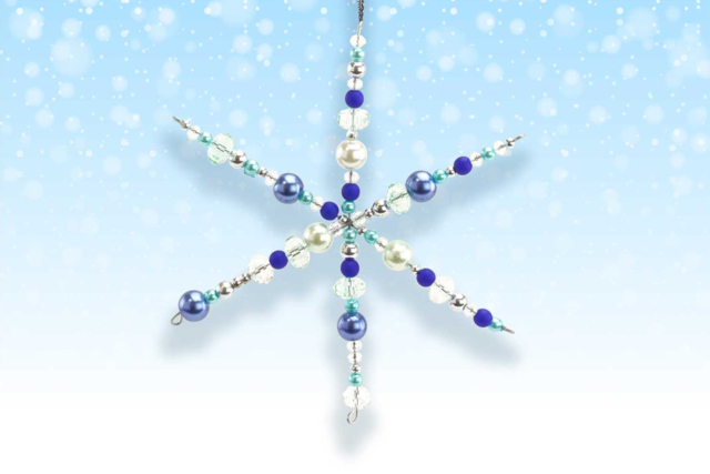 Frosted Snowflake Bead Ornaments - 6 Pieces - 1 - Ready-to-use Kits - 10doigts.com - Kits clés en main - 10doigts.fr