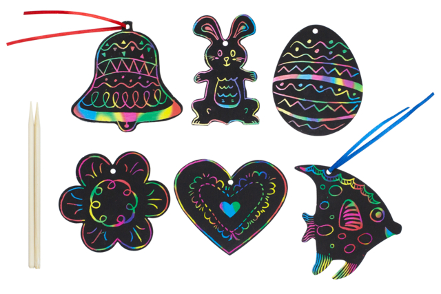 suspensiones de pascua carta a rascar - Kits créatifs Pâques - 10doigts.fr