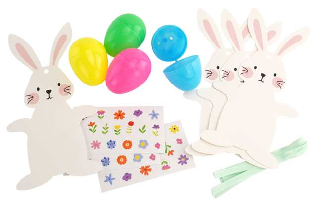suspensiones conejos huevos de Pascua - Kits créatifs Pâques - 10doigts.fr