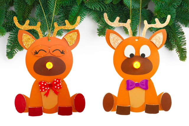 Light-Up Reindeer Decorations Kit - 4 Pieces - 1 - Christmas Creative Kits for Children - 10doigts.com - Kits créatifs de Noël pour les enfants - 10doigts.fr