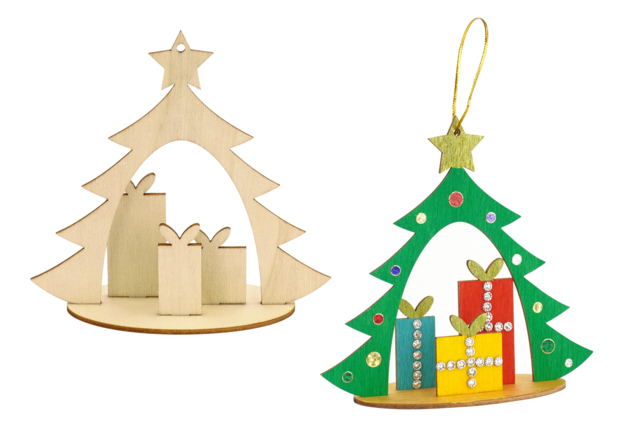 Wooden Tree Ornaments - 4 Pieces - 5 - Christmas Wooden Objects - 10doigts.com - Objets en bois Noël - 10doigts.fr