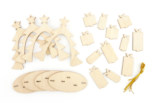 Wooden Tree Ornaments - 4 Pieces - 2 - Christmas Wooden Objects - 10doigts.com - Objets en bois Noël - 10doigts.fr