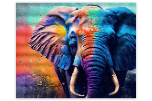 Diamond painting kit, elephant - 50 x 40 cm - 3 - Diamond Painting: Complete Kit - 10doigts.com - Diamond Painting : Kit complet - 10doigts.fr