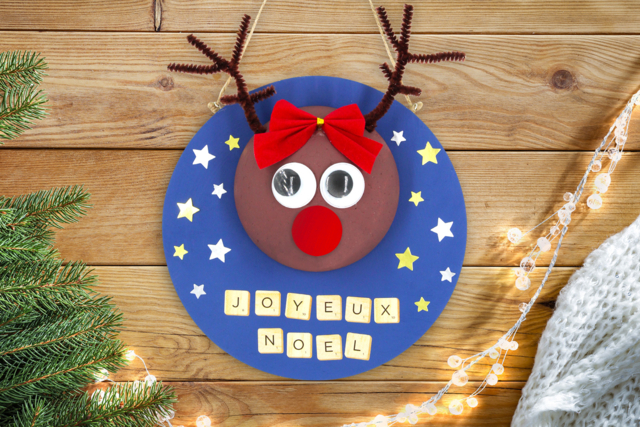 Cuadro reno de Navidad 3D - Supports plats en bois - 10doigts.fr