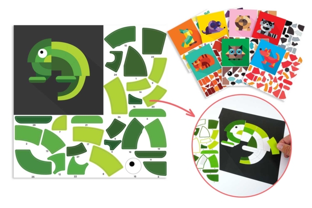 Sticker Boards "Geometric Animals" - 8 Boards - 1 - Creative Sticker Kits - 10doigts.com - Kits créatifs avec gommettes : le plein d’idées pour les petits artistes - 10doigts.fr