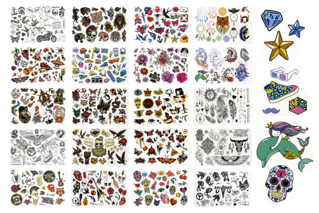 Temporary Tattoos - 20 Sheets - 1 - Creative Makeup for Kids - 10doigts.com - Maquillage créatif pour enfants - 10doigts.fr