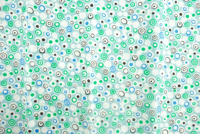 tela de retal círculos verdes azules - Coupons de tissus - 10doigts.fr