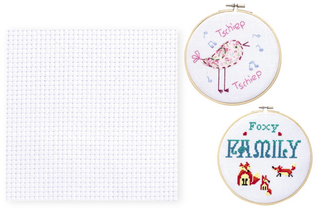 White Aïda Cloth for Embroidery - 1 - Embroidery Hoops and Fabrics - 10doigts.com - Tambours et toiles à broder - 10doigts.fr