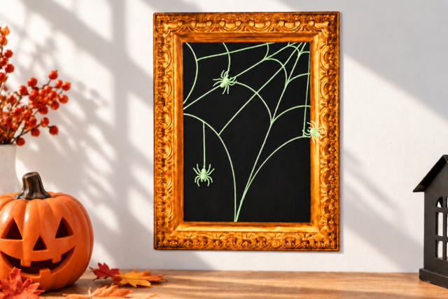 Glow-in-the-dark spider web - Peinture fluo et phosphorescente : de la couleur de jour comme de nuit - 10doigts.fr