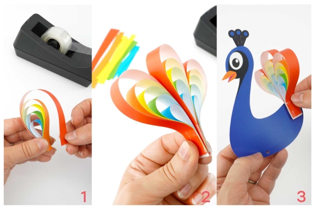 Hanging Peacock Kits - 6 Decorations - 3 - Ready-to-use Kits - 10doigts.com - Kits clés en main - 10doigts.fr