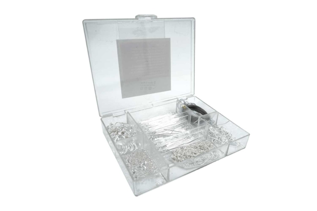 Valisette de accesorios plateados para joyería - 400 unidades - Anneaux, clous - 10doigts.fr