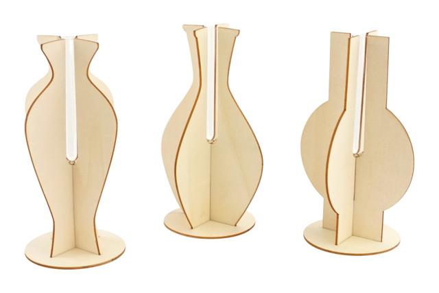 Wooden Vases and Bud Vases - 3 Pieces - 2 - Wooden Objects for the Home - 10doigts.com - Objets bois pour la maison - 10doigts.fr