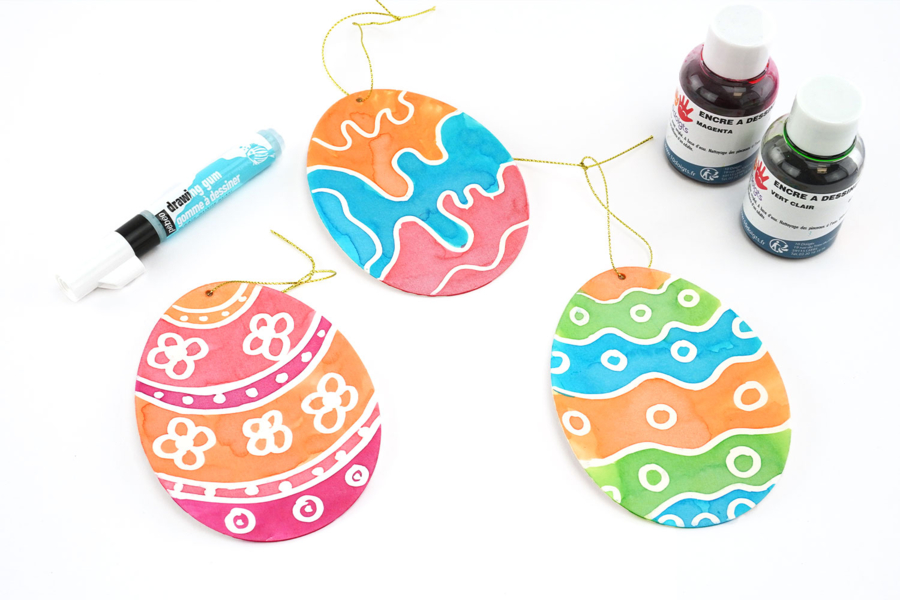 Drawing gum and ink for eggs