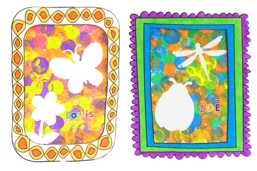 Cuadro de primavera con plantillas
