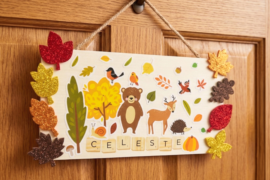 Placa de puerta "Animales del bosque"